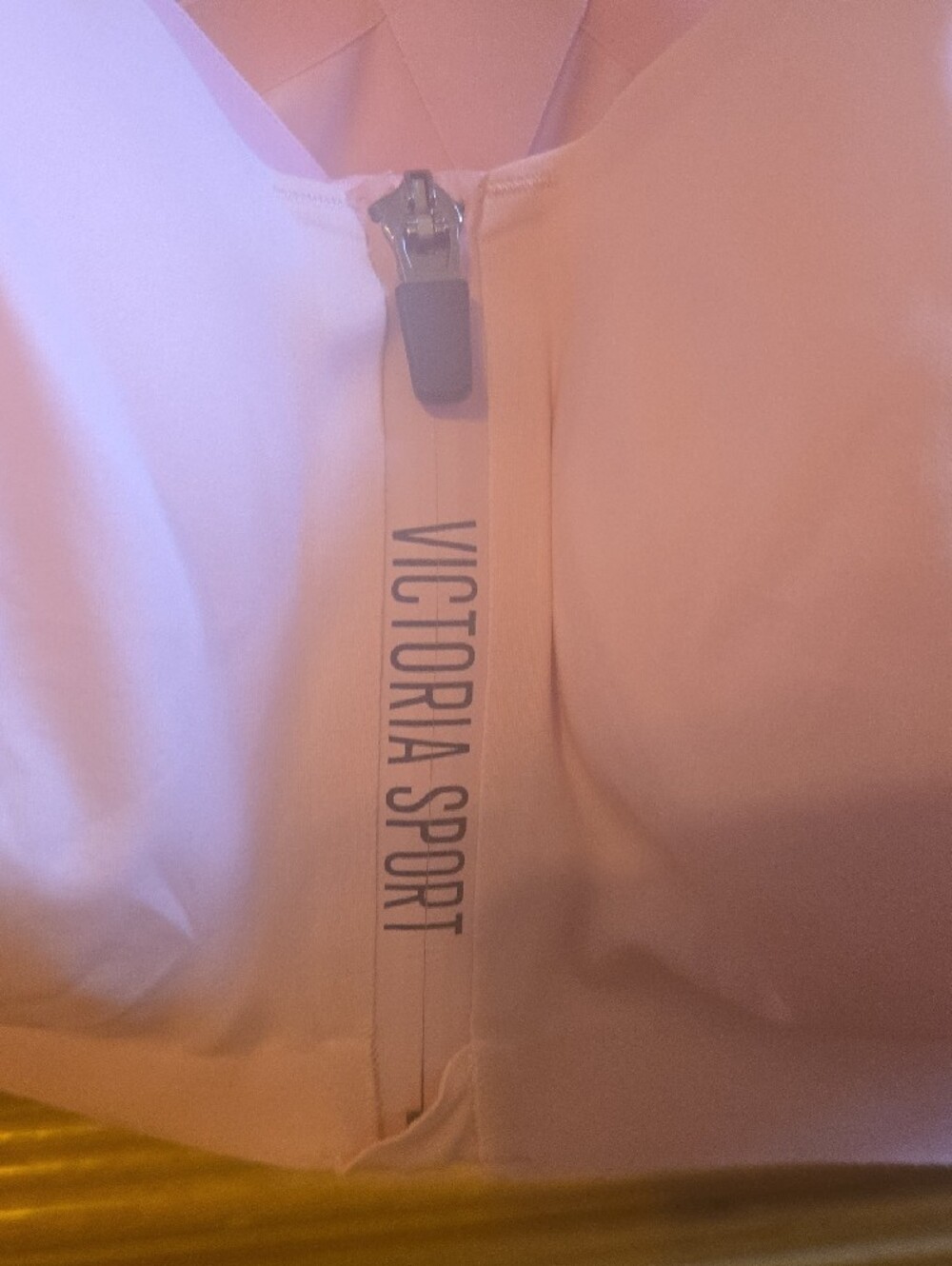 Victoria's Secret Light Pink Front-Zip Sports Bra with Striped Back - Picture 2 of 9